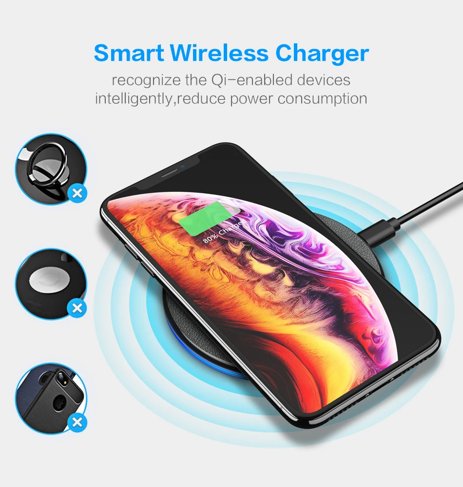 5 W Qi Беспроводное зарядное устройство для наушники для iPhone XS XR 8 Plus быстрая Беспроводная зарядка для samsung S8 S9 S10 Xiaomi телефон быстрое зарядное устройство