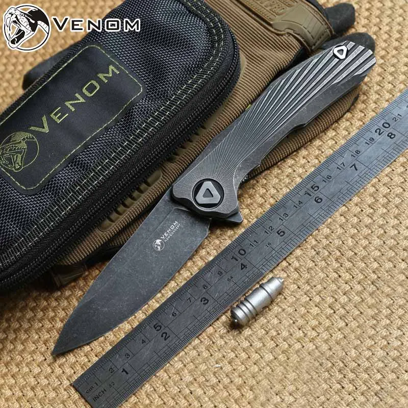 

VENOM 3 New Concept KEVIN JOHN Folding ball bearing Flipper Knife S35VN blade Titanium handle camp survival outdoor knives tools