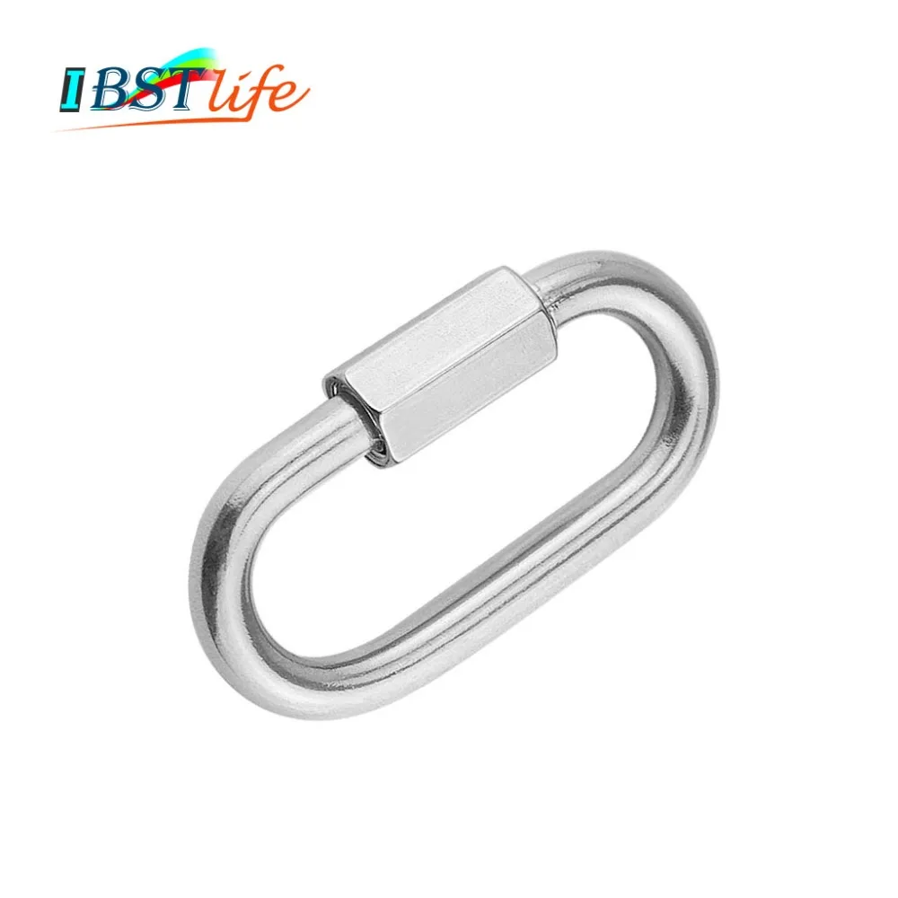 

5mm 304 Stainless Steel Carabiner Oval Screwlock Quick Link Lock Ring Hook Chain Rope Connector Buckle Locked Hook