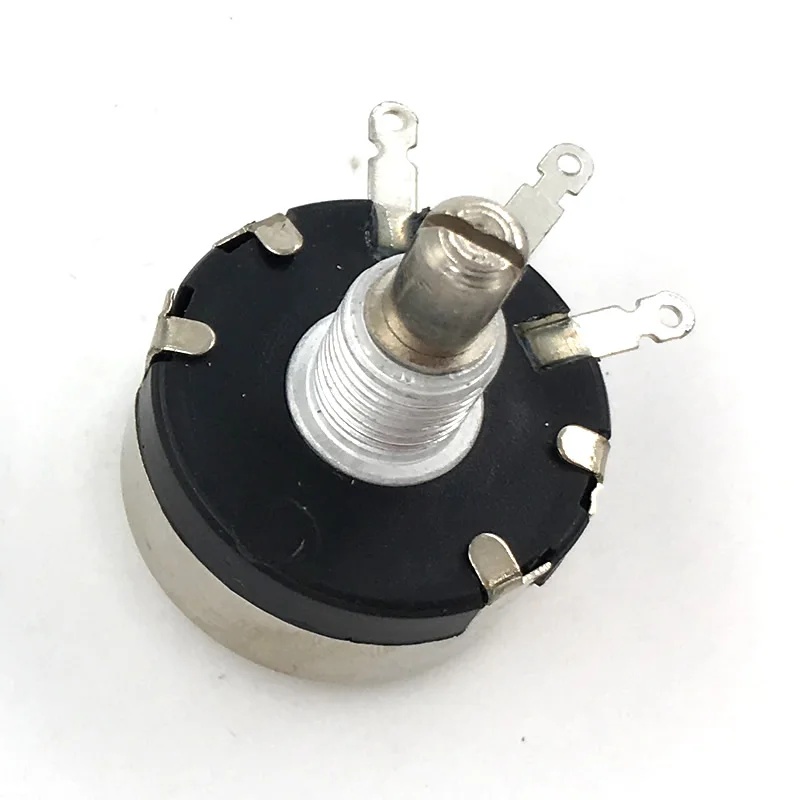 50pcs WX110(010) 6mm Round Metal Shaft Single Turn Wire resistor Wound Potentiometer 1k 2.2k 3.3k 4.7K 5.6k 6.8k 10k 22k ohm