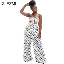 Black White Polka Dot 2 Piece Sweat Suits Women Clothes Bow Tie Off Shoulder Crop Top And Wide Leg Pants Two Pcs Set Tracksuit polka dot bow tie split back crop top