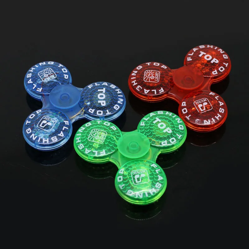 LED Light Flashing Music Fidget Hand Spinner Tri Fidget Fingertip ADHD Decompression Toys For Adult kids