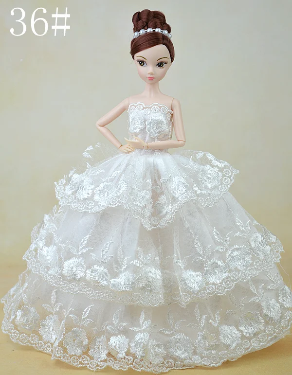 Unique White Satins Lace Round Flower Embroider Dress Gown Fashion Outfit Clothing For 1 6 Kurhn