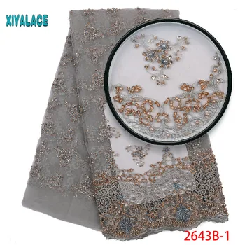

Luxury Handmade Beads Lace Best Quality French Tulle Mesh Lace Fabrics with Beads African Net Lace for Wedding Party APW2643B