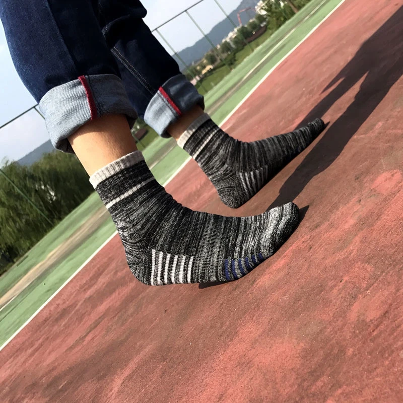 Высококачественные мужские уличные спортивные носки, толстые махровые походные носки, сохраняющие тепло, мужские хлопковые высокие эластичные баскетбольные Носки