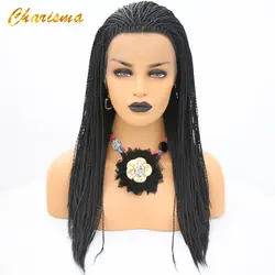 Charisma синтетические парики на кружеве ручной работы 24 ''парики из косичек черного цвета с термостойкой, без клея парики для черных женщин в