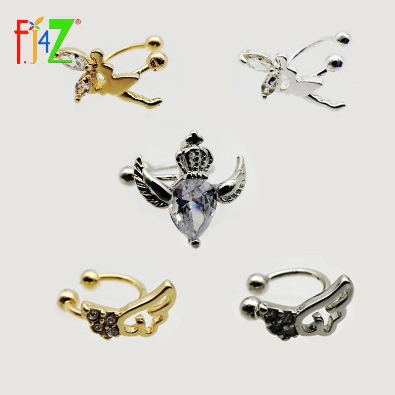 

Clearance sale Fashion Ear Cuff Golden/Silver hollow mini wing/heart/fairy Crystal No Pierced Clip Earrings Ear Cuff For Women