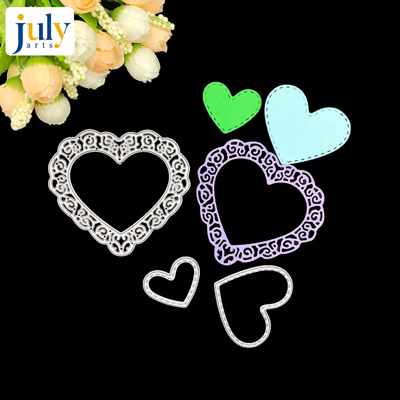 

Julyarts Heart Shape Metal Cutting Dies Lace Edges Shape Frame Border Dies for Scrapbooking Gift Card Album Making DIY Craft Die