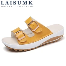 2019 LAISUMK Summer Women Flat Sandals Shoes Genuine Leather Ballet Slippers Round Toe Fringe Slides Sandals Female Flip Flops 2019 LAISUMK Summer Women Flat Sandals Shoes Genuine Leather Ballet Slippers Round Toe Fringe Slides Sandals Female Flip Flops