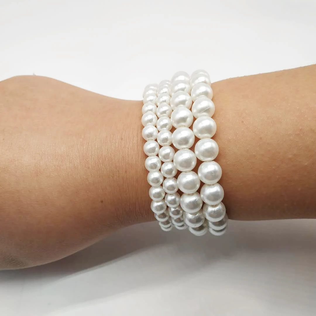 Luxshine 4 шт./лот белый браслет с имитацией жемчуга для женщин Модный корейский стиль