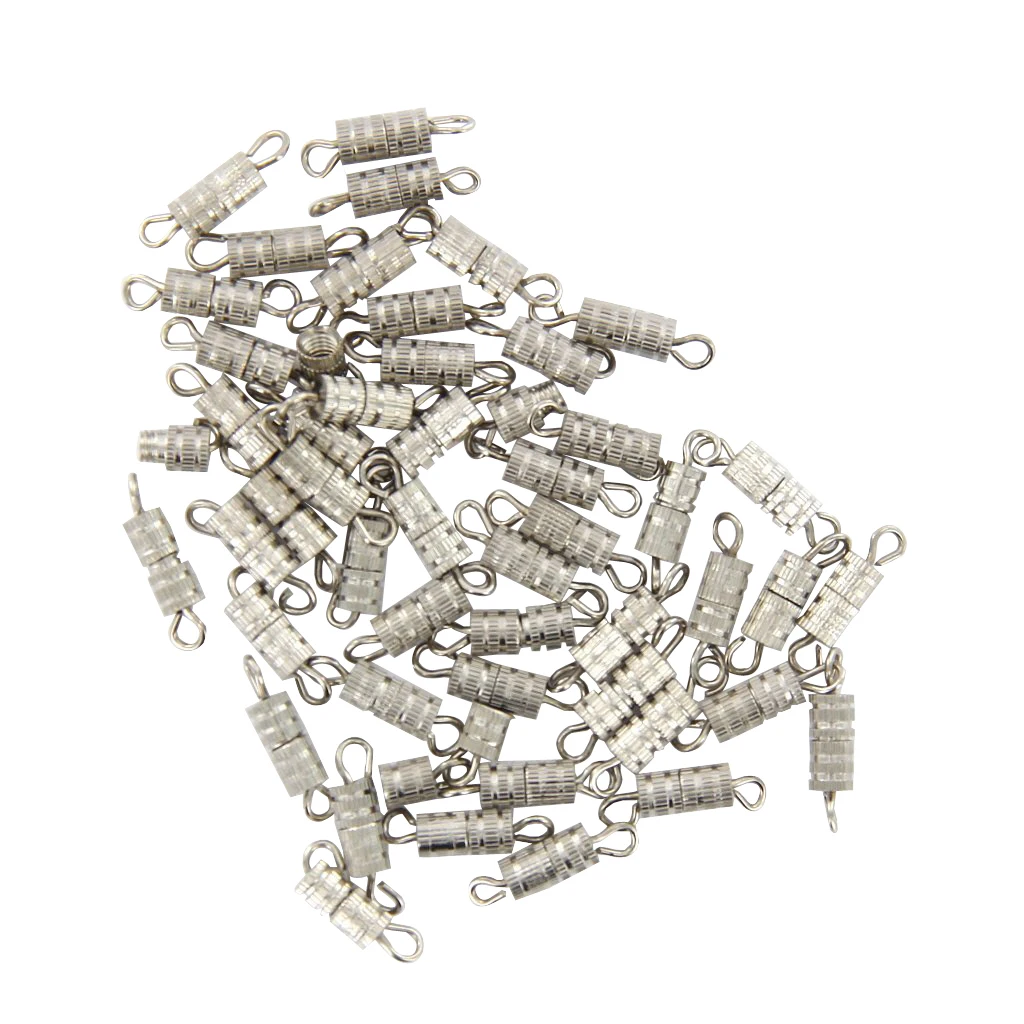 

50 PCs 15x4mm Rhodium Plated Column Barrel Swivel Screw Clasps