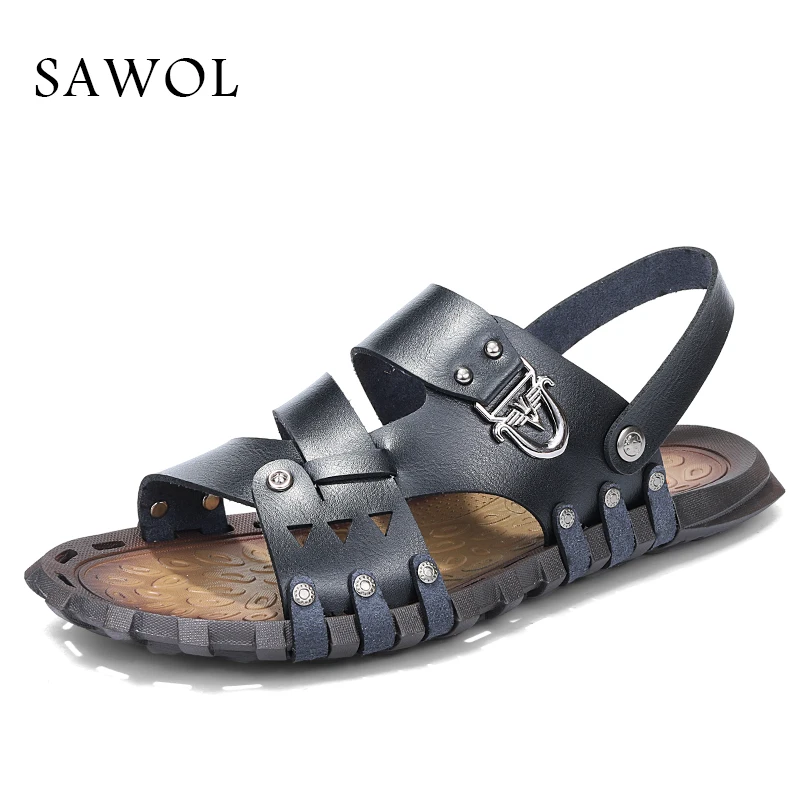

Sawol Men Sandals Men Beach Sandals Brand Men Sneakers Casual Shoes Men Slippers Flip Flops Genuine Split Leather Summer Shoes