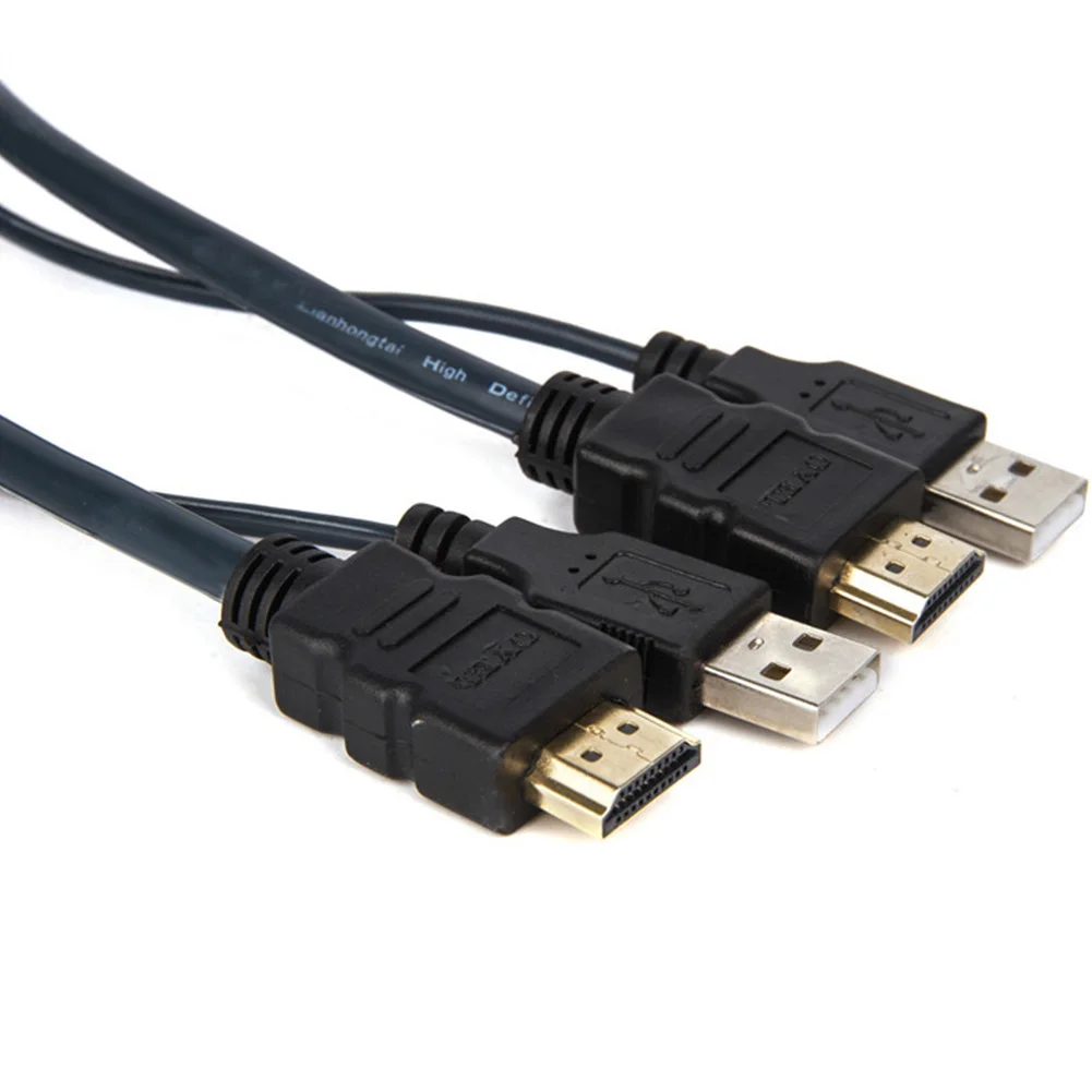 2 порта ноутбук двойной монитор Кнопка KVM переключатель HDMI USB разветвитель коробка с кабелями Plug And Play аксессуары компьютер ТВ проектор