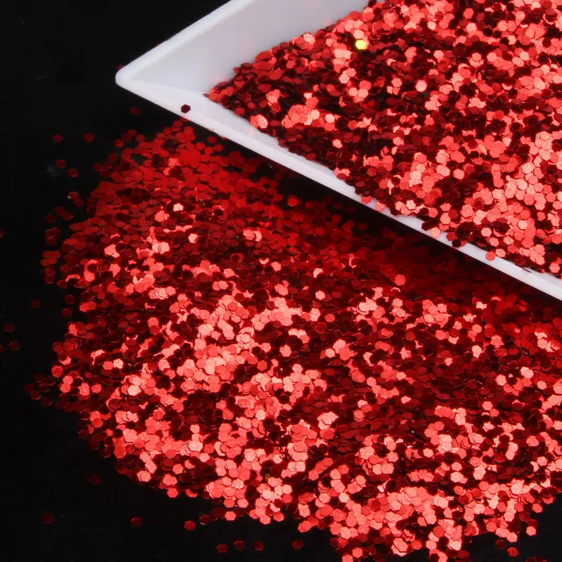 

1Pc/Lot New Arrival Red Color Hexagon Nail Glitter Powder Dust UV Gel Arcylic universe Nail Decals Women Make Up Tools WY28