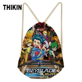 

THIKIN Children Cartoon Drawstring Bags for Boys Anime Beyblade Burst Evolution Printed Japanese Small Backpacks Mochila Custom