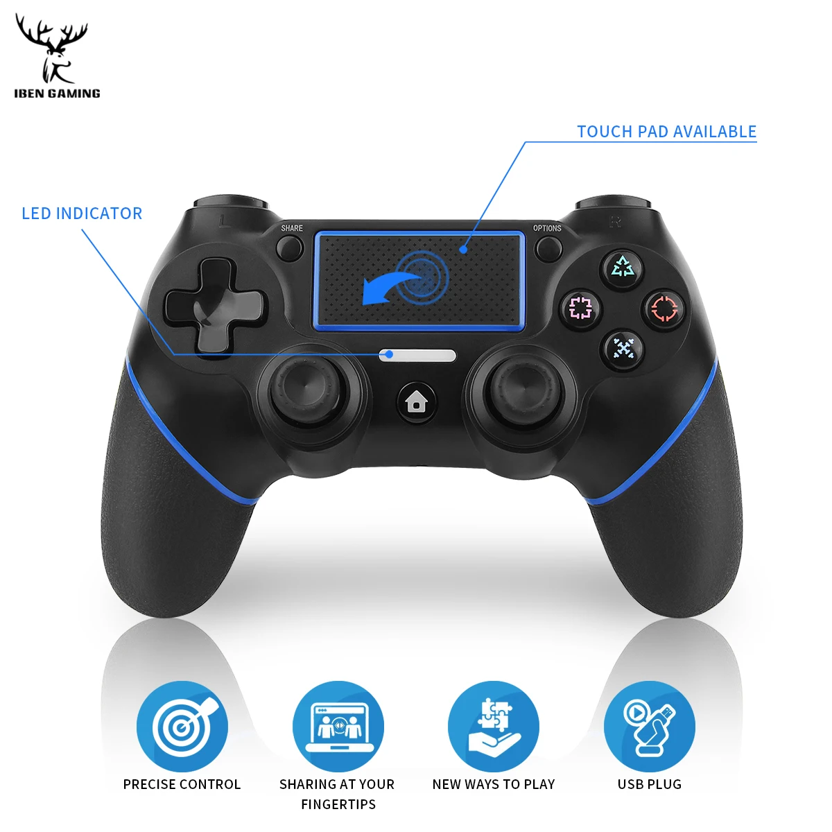 Беспроводной игровой Bluetooth Контроллер iBen геймпад для PS4/ПК джойстик PlayStation 4
