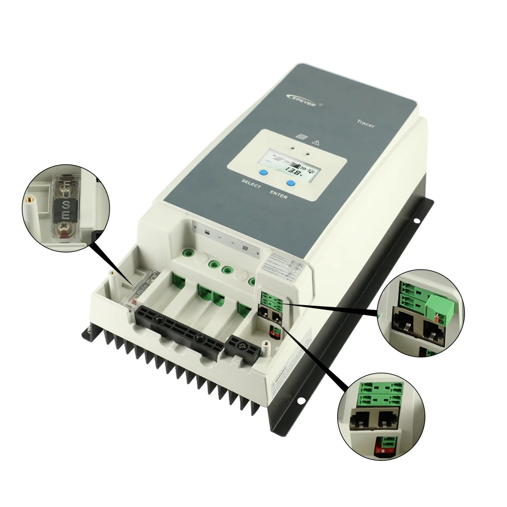 Controlador de Carga Gravação em Tempo Lcd para Max Epever Mppt Solar 24 36v 48v Retroiluminação 200v pv Entrada Real 10415an 10420an 100a 12v 10 Cheap Controladores solares