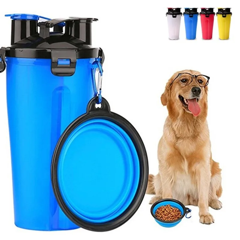 

Pet Bottle Feeder 2 in 1 Portable Food Water Cup and Foldable Dog Water Bowl Outdoor Travel Dog Food Bottle for Cats and Dogs