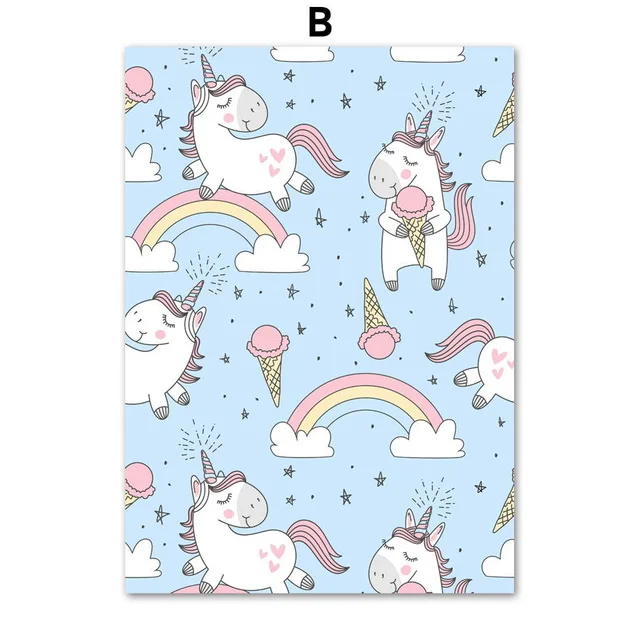Cartoon-Unicorn-Rainbow-Ice-Cream-Joy-Quote-Wall-Art-Canvas-Painting-Nordic-Posters-And-Prints-Wall.jpg_640x640 (1)