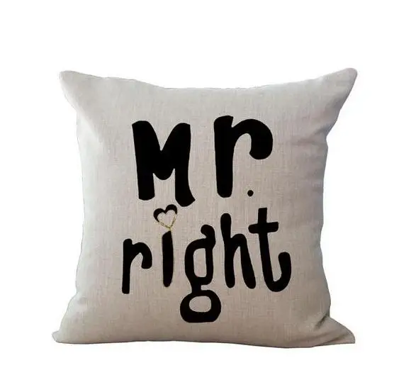 Материал из хлопка и льна с рисунком пара Mr Mrs Микки Мышь mr. Right Подушка Чехол домашний текстиль - Цвет: Розовый