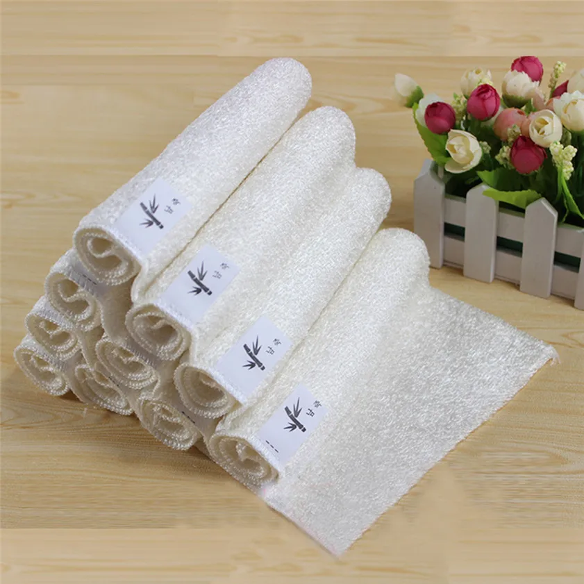 Ноль высокоэффективное антижировое полотенце для мытья посуды из бамбукового волокна волшебное кухонное полотенце для очистки - Цвет: Белый