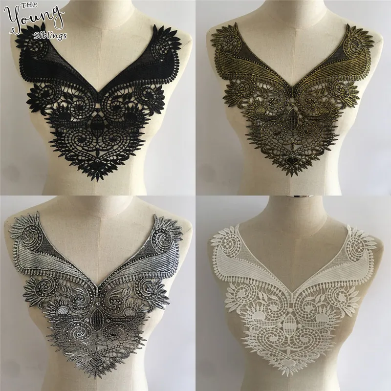 

High quality Lace Neckline Venice Applique Collar Embroidery Sewing Repair Fabric DIY Decorative Craft Clothing Accessories