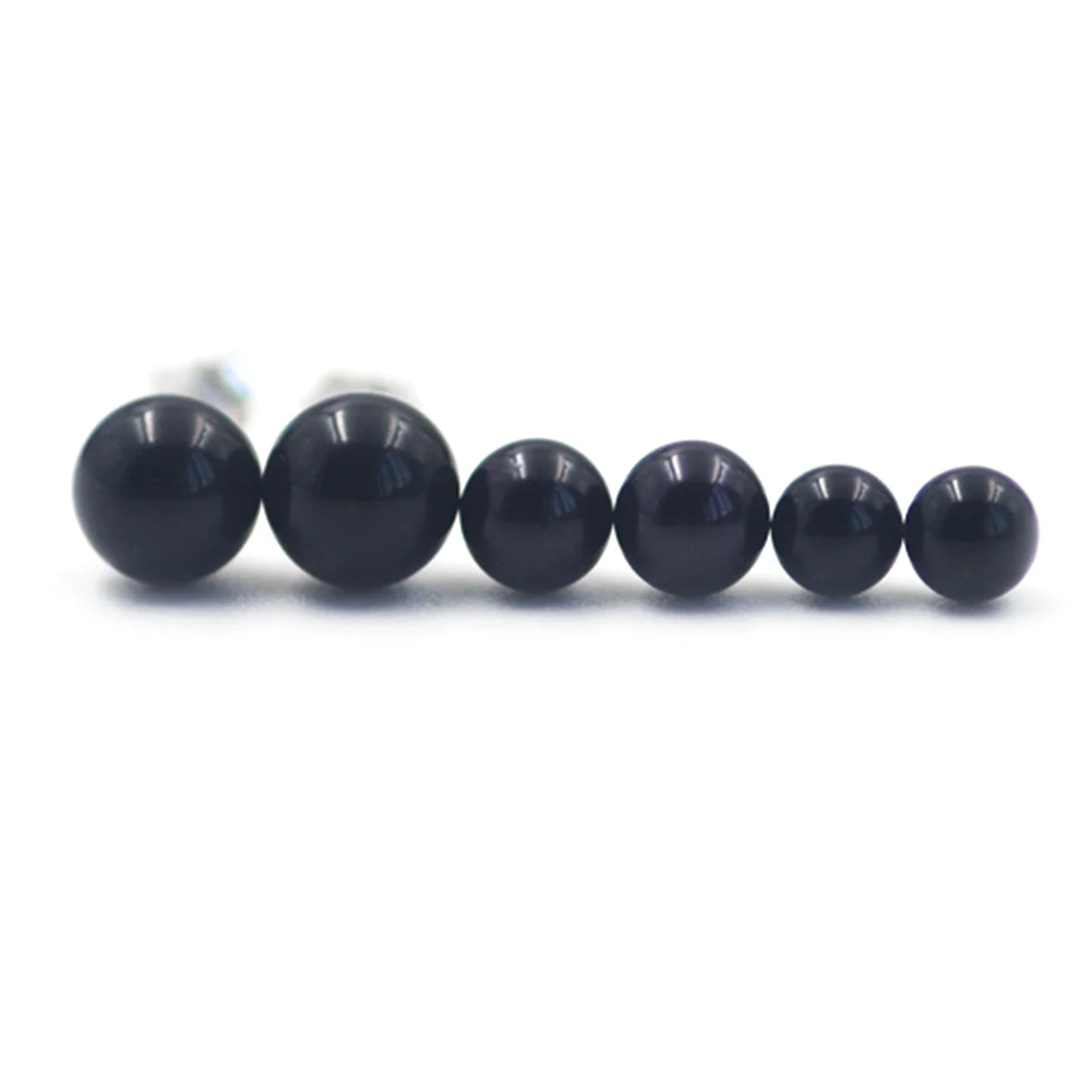 Black Beads Stone Stud Earrings Classic Simple 4 8mm OL Stud Earrings