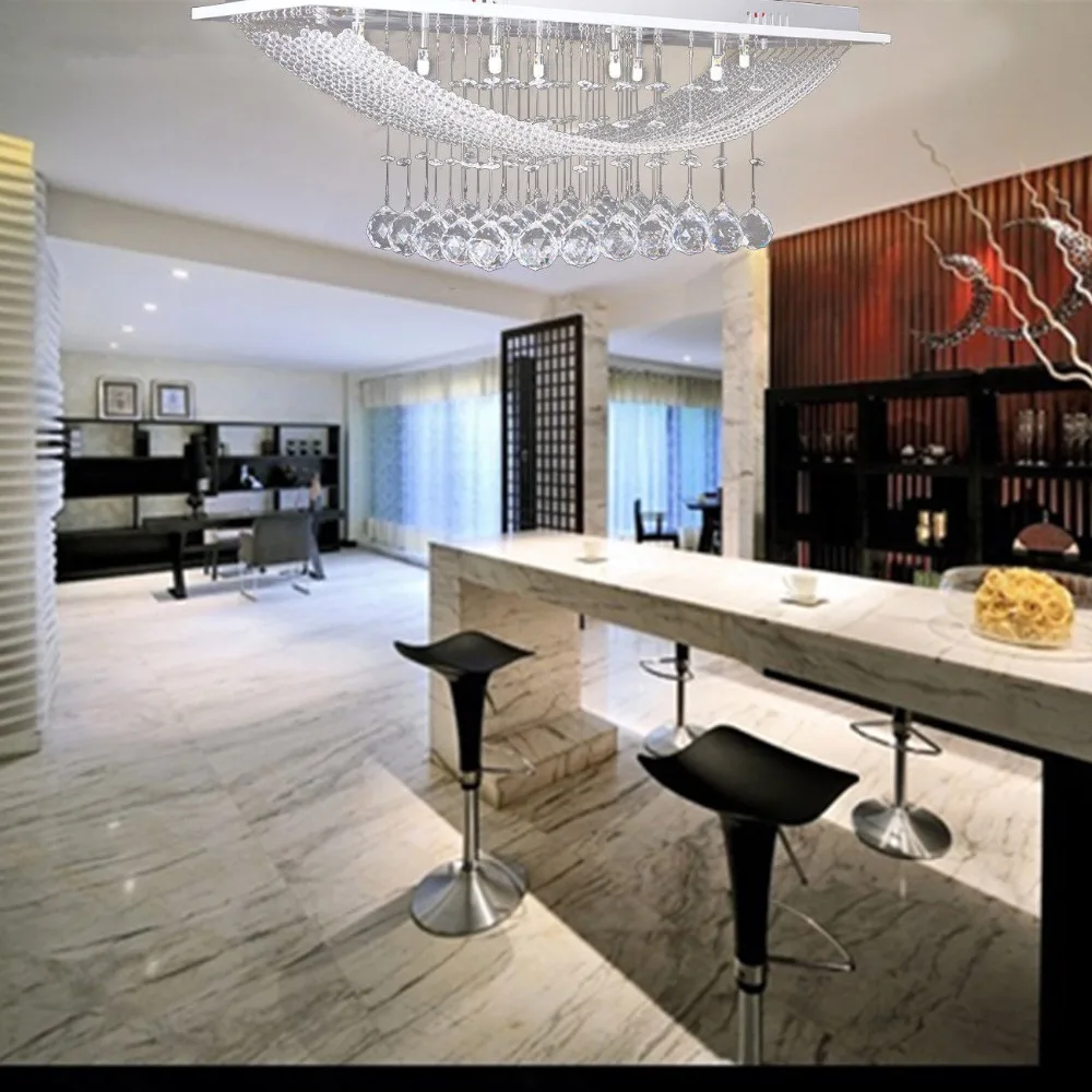 

Modern Crystal Chandelier Lighting Decor Ceiling Lamp Flush Rain Drop Elegant