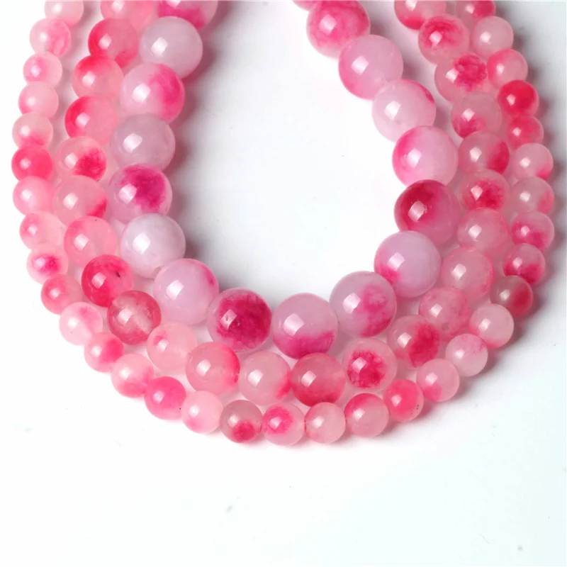 Натуральный розовый нефритовые бусы Jasper драгоценный камень бусины свободной формы ожерелье ручной работы Для женщин браслет из бисера Материал для мусульманский для молитв подарки