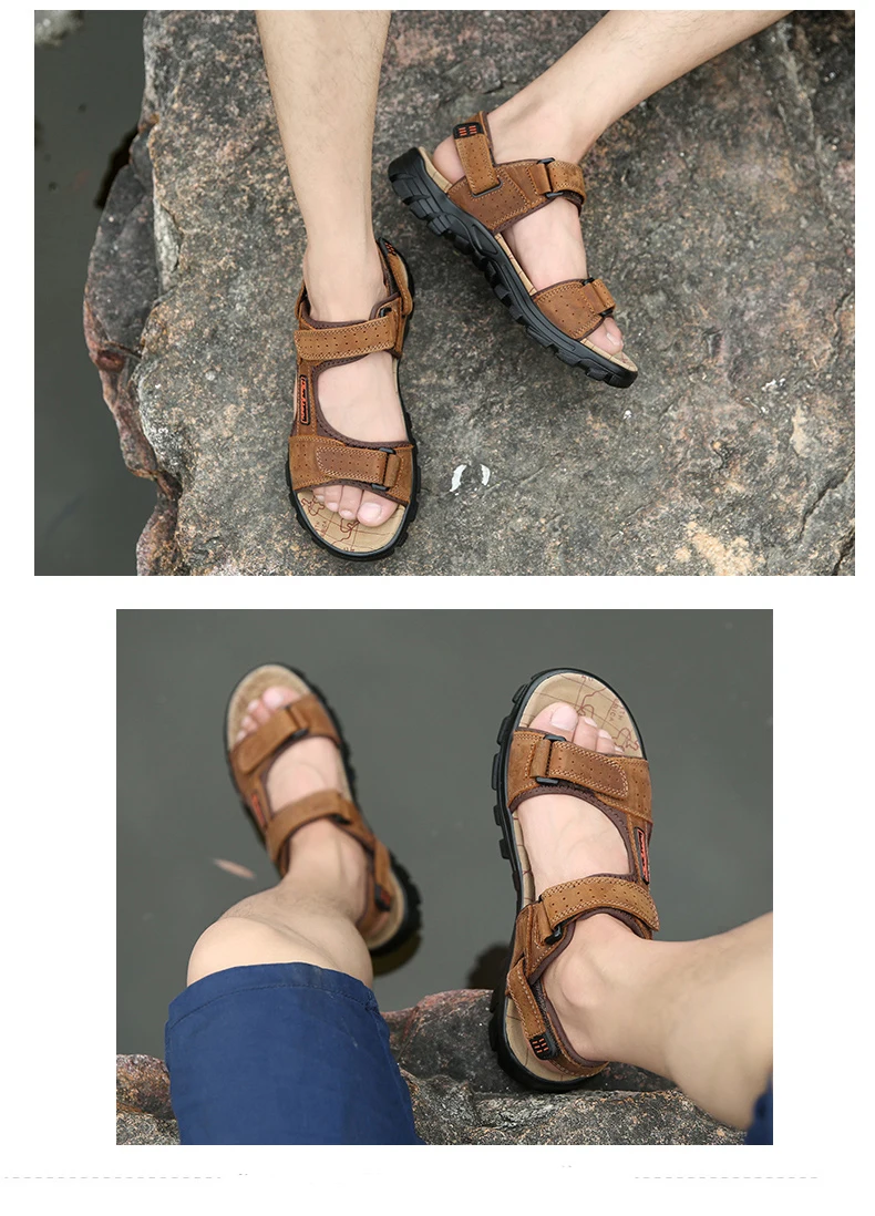 CEOXEAGLE/Брендовые мужские сандалии из натуральной кожи с открытым носком удобная летняя Уличная обувь из свиной кожи пляжные сандалии в римском стиле размеры 38-44