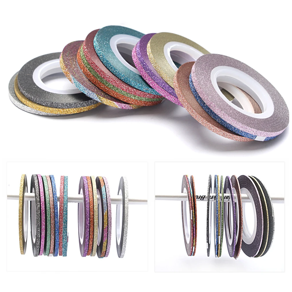 

Brand New 14 Colors Glitter Nail Striping Line Tape Sticker Set Art Decorations For Nail Polish Gel 1/2/3mm