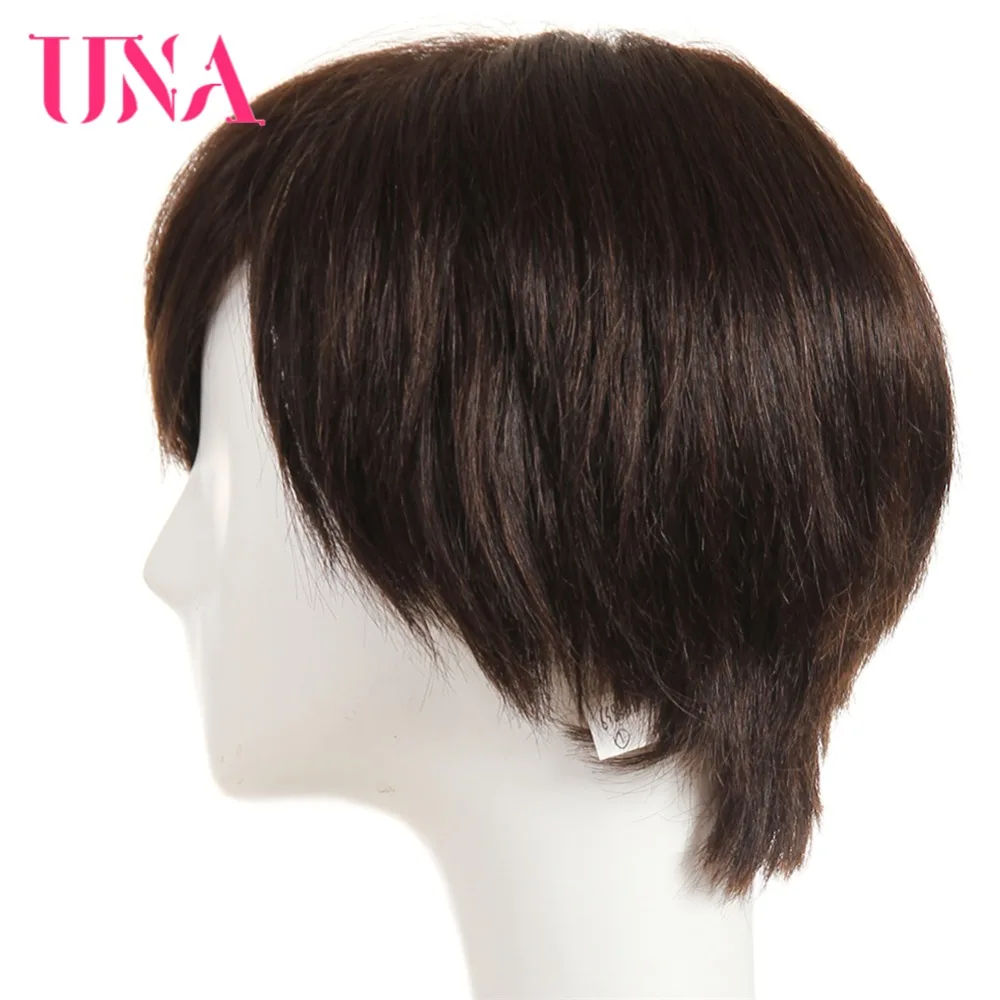 UNA Human Hair Wigs Half Hand-Tied Wigs Non-Remy Human Hair Malaysian Straight Human Hair Wigs Short Human Hair Wigs