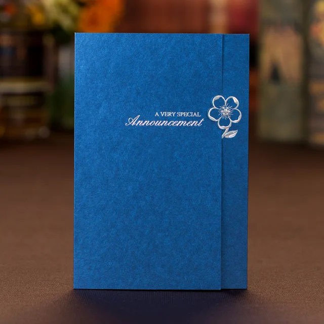 laser cut wedding invitations blue vintage wedding invitation luxury gift card invitations