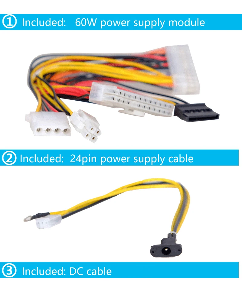 AC DC ATX الذروة PSU 12 V 60 W بيكو ATX التبديل مصدر التعدين الكهربائية 24pin مصغرة ITX DC إلى HTPC ATX PC امدادات الطاقة للكمبيوتر