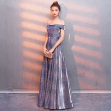 Реальные фотографии Тюль Кристалл Королевский синий цвет вечерние события официальное длинное вечернее платье Suosikki