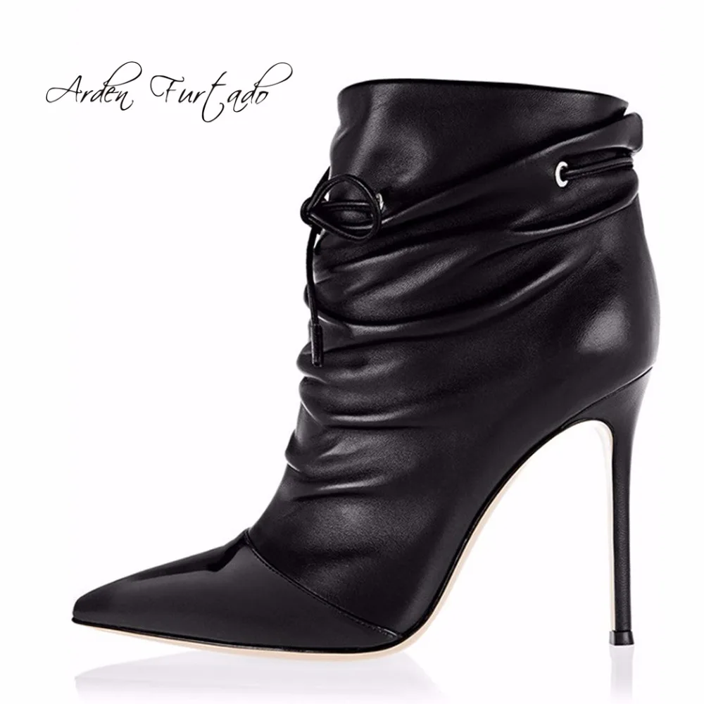 

Arden Furtado Women Shoes 2017 new style fashion Boots Ladies High Heels stilettos Woman cross tied ankle boots thin heels 12cm