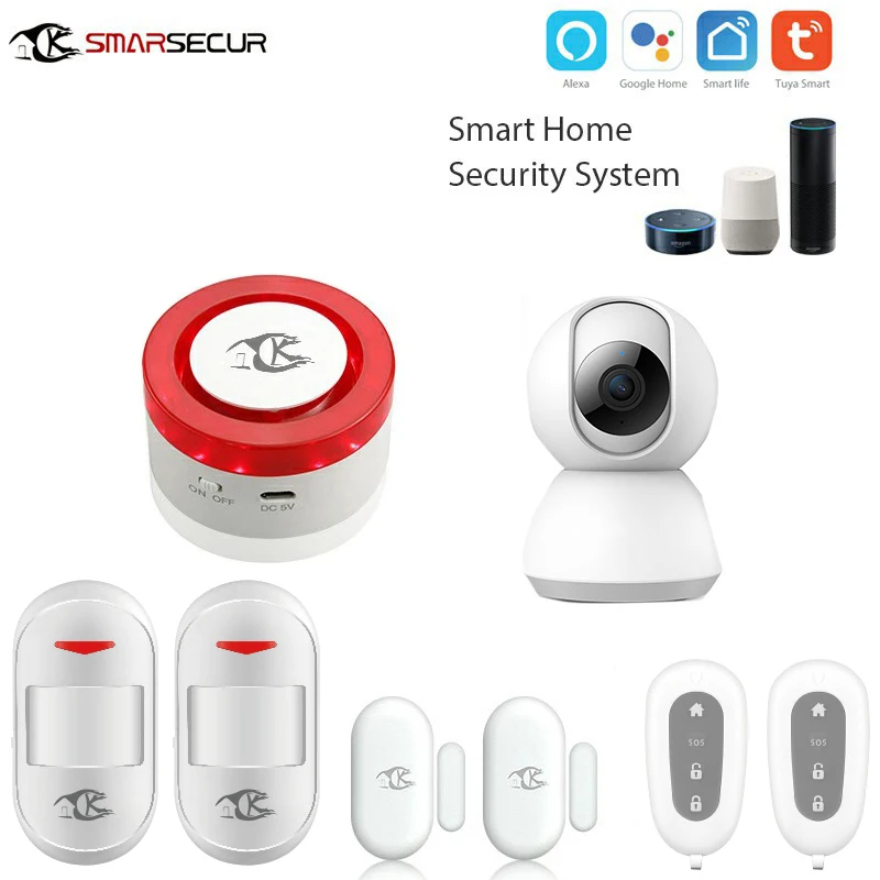 

Wireless Alarm Systems wifi Security Home andriod IOS Smart life app control Compatible with Ip camera