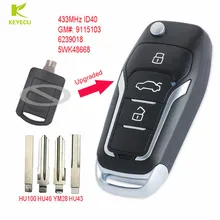 KEYECU Модернизированный флип дистанционный ключ-брелок от машины 2 кнопки 433 МГц ID40 для Opel Corsa C Meriva A Tigra B Твин Топ 5WK48668