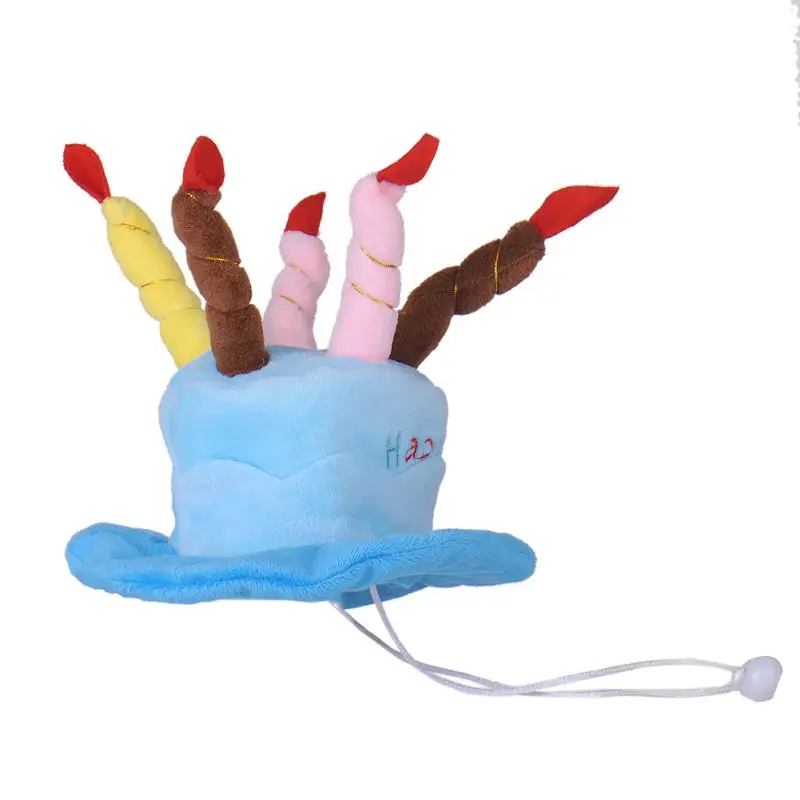 Мода 3D торт ко дню рождения шляпа для животных для собак кошек прекрасный подарок шапка для собак торт со свечами в форме головной убор для собак 1 шт 2 цвета - Цвет: Blue