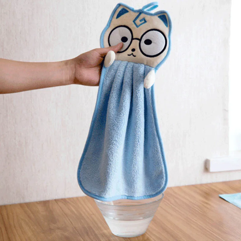 Hand Face Wipe Towel Hand Towel Bathroom Accessories Soft Cute Cartoon Washcloths Handkerchief Terylene Dishcloths