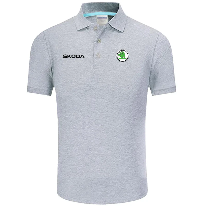 

Summer Polo Shirt Skoda logo Brand Men's Fashion Cotton Short Sleeve Polo Shirts Solid Jersey Tops Tees