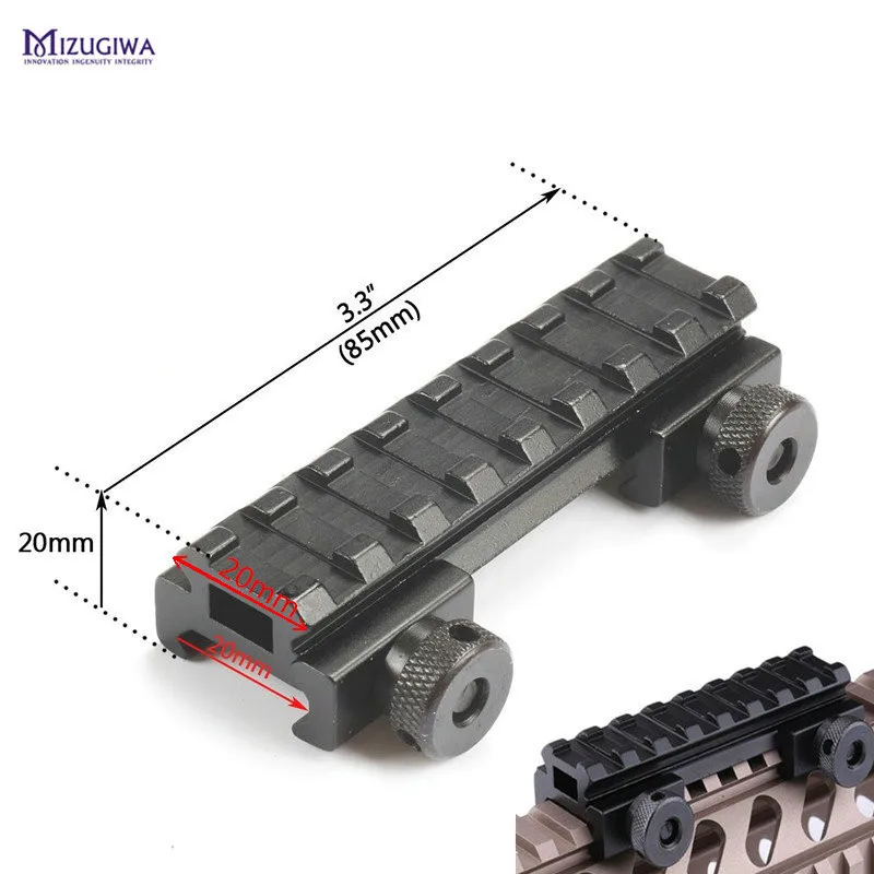 MIZUGIWA See-Thru плоский 1/" Riser Base Picatinny Weaver Rail 20 мм адаптер для прицела винтовка пистолет Airgun охотничий пистолет Caza