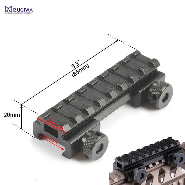US $3.75 MIZUGIWA SeeThru FlatTop 12 Riser Base Picatinny Weaver Rail 20mm Scope Mount Adapter Rifle Gun