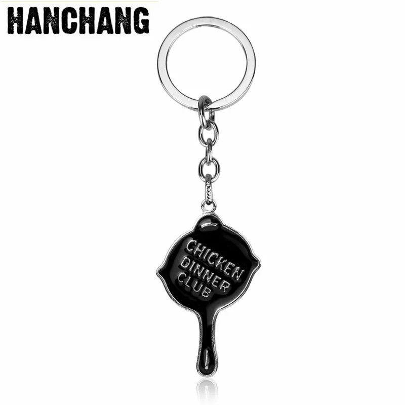 

Black Pan Keychain Game Playerunknown's Jewelry Chicken Dinner Club Pubg Pendant Keychain Ring Car Bag Key Holder Accessories