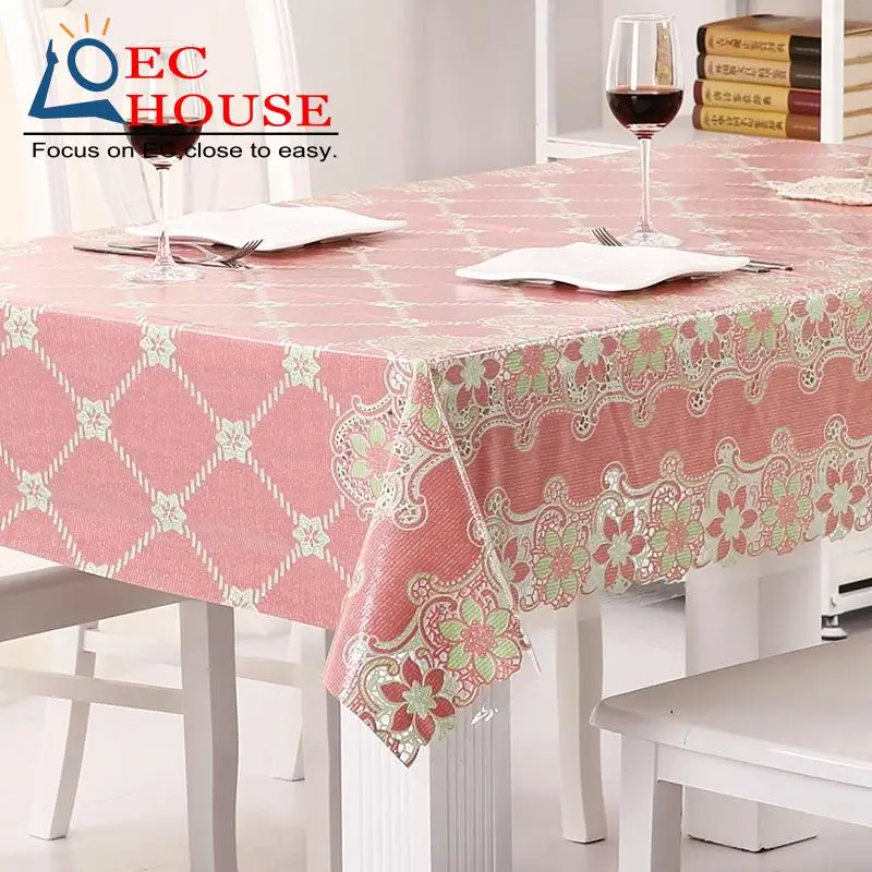 Flower Table Cloth Waterproof Oil Proof Fl Printed Lace Edge Waterproof Oil Proof Disposable Lace Tablecloth Plastic Table Cloth Pvc Soft Gl Mat Free Shipping