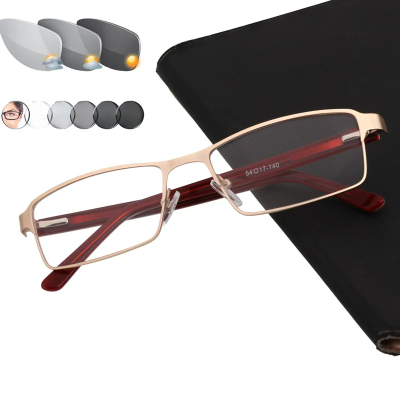 Sun Photochromic Men's Reading Glasses Glass Farsightedness +50 +75