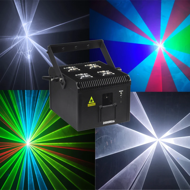 

2019 2W full color Laser Light stage lighting Show 2000mw RGB Laser system dmx dj disco laser lights 1gb ILDA Scanner 25KPPS