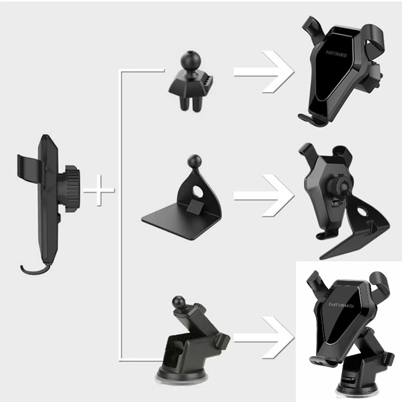 Автомобильное беспроводное быстрое зарядное устройство, многофункциональный автомобильный держатель, держатель на лобовое стекло, кронштейн для samsung S9 S8 Plus S7 iPhone XS X 8