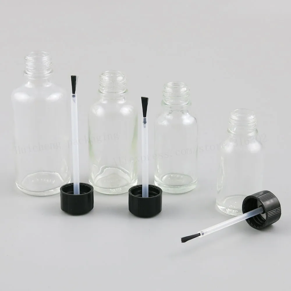 200 x 5ML 10ML 15ML 30ML Clear Refillable Glass Essential Bottle With Brush Cap Nail Polish Bottle Transparent Glass Nail