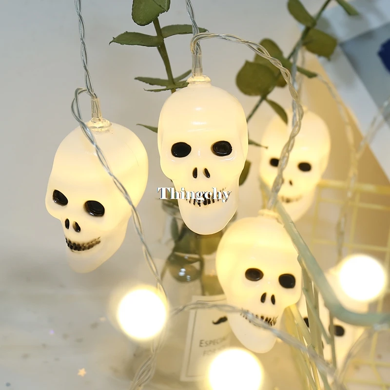 Hanging Halloween Pumpkin Lantern 3D Plastic Skull String Light LED